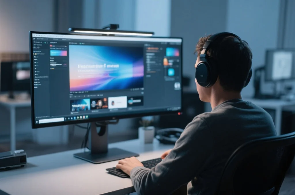 用户在桌面电脑上享受恒盛的沉浸式娱乐体验